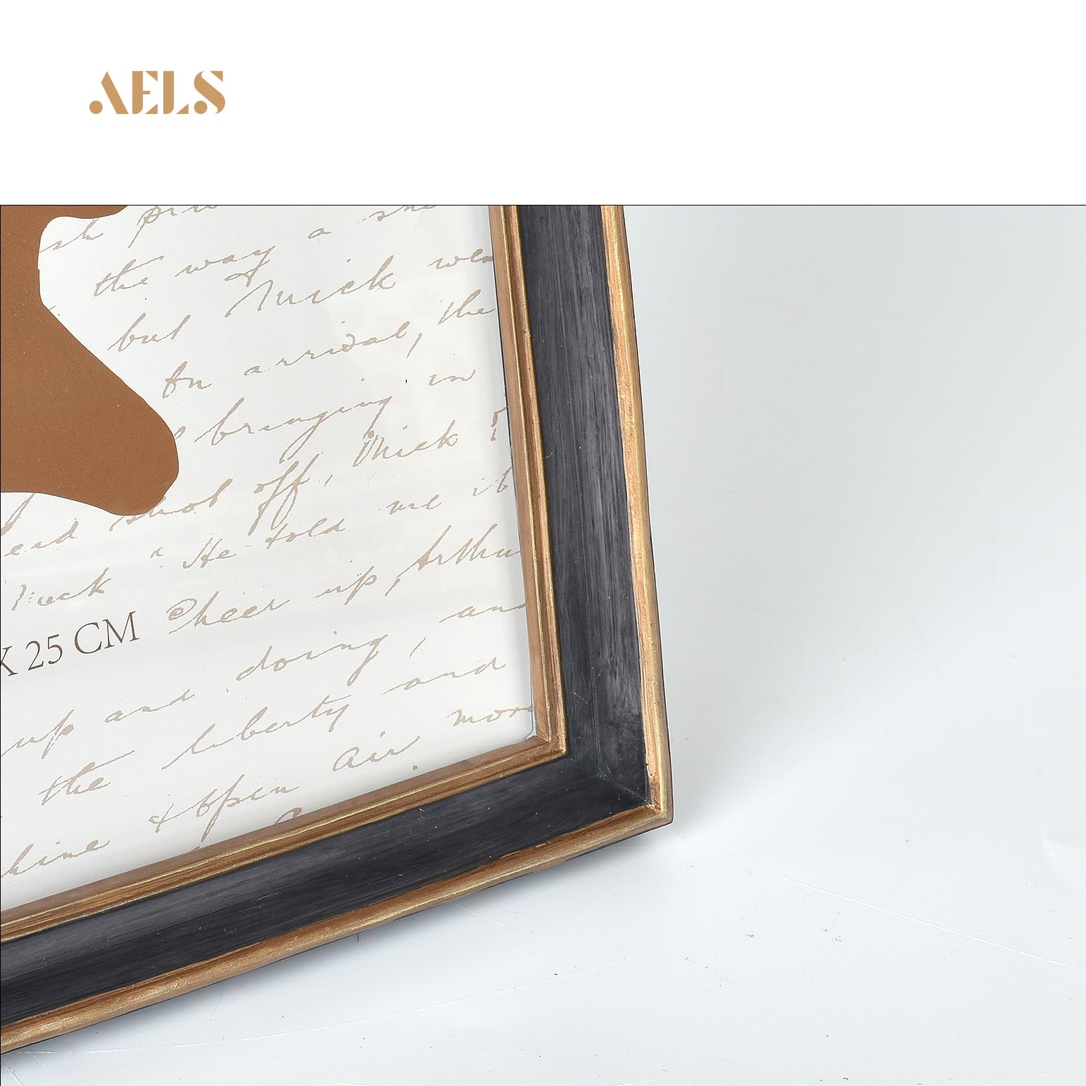 AELS Ramka na zdjęcia w stylu vintage, elegancka antyczna ramka na zdjęcia ze szklanym przodem, ekspozycja na zdjęcia, wisząca na ścianie, pomysły na prezent, czarna ze złotym wykończeniem