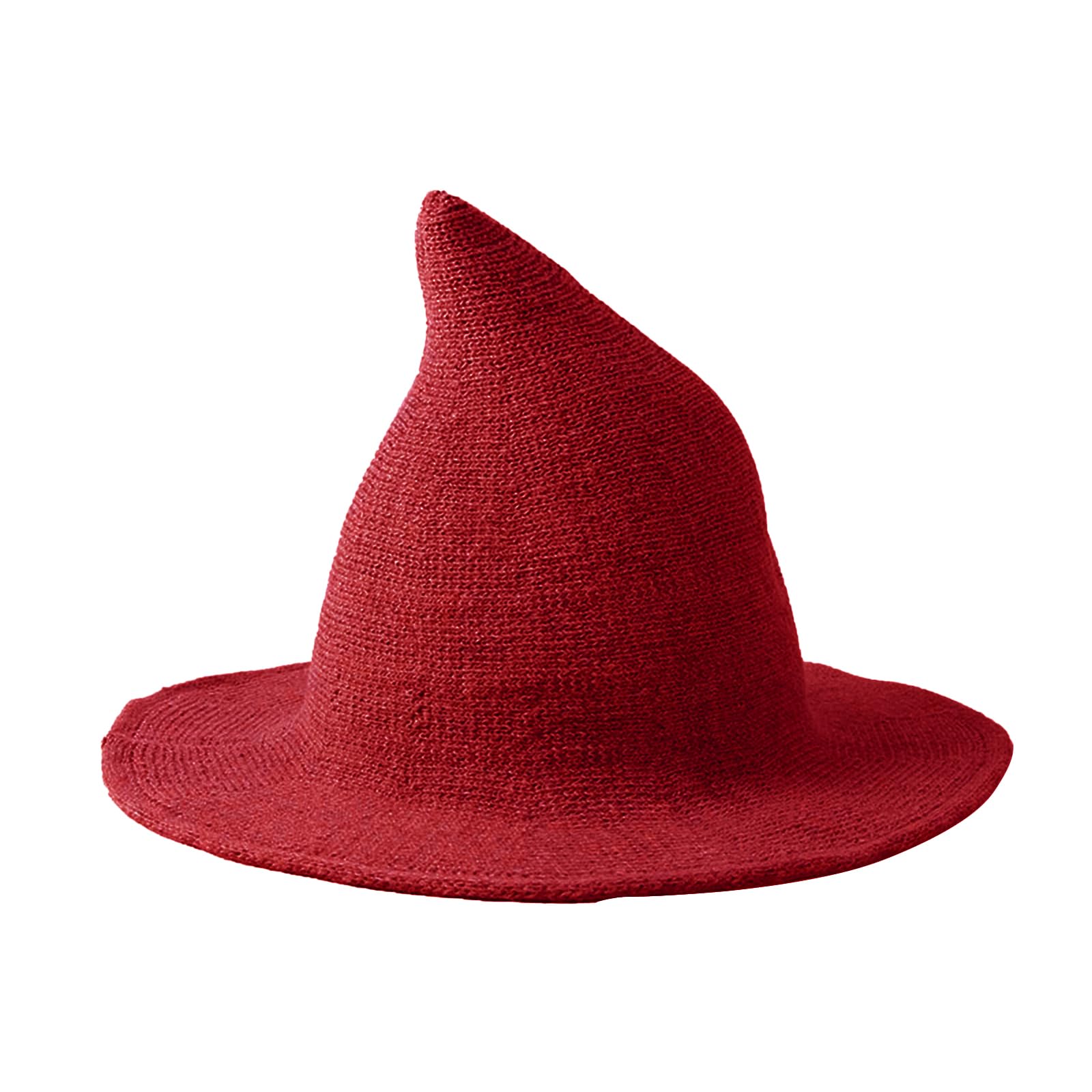 Moonlove Halloween Witch Hat Knitted Wool Foldable Wizard Hat Solid Color Pointed Cap Cosplay Costume Accessory Fancy Dress Party Prop Carnival Wide Brim Daily Headwear