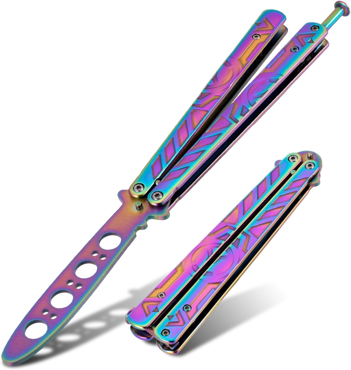 Little World Butterfly Knife - 1 Pack Trainer Practice Tool Steel Metal - Pro Folding Training Practicing Flipping Tricks Knife Unsharpened with Ergonomic Handle
