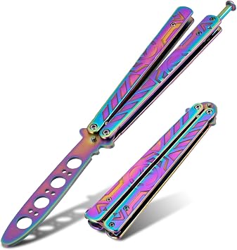 Little World Butterfly Knife - 1 Pack Trainer Practice Tool Steel Metal - Pro Folding Training Practicing Flipping Tricks Knife Unsharpened with Ergonomic Handle