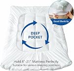 Bamboo Mattress Topper King Size, Extra Thick Breathable Mattress pad with 8-21”Deep Pocket, Soft 1200 GSM Quilted Fitted Mattress Cover with Down Alternative Fill,78 x 80 Inch