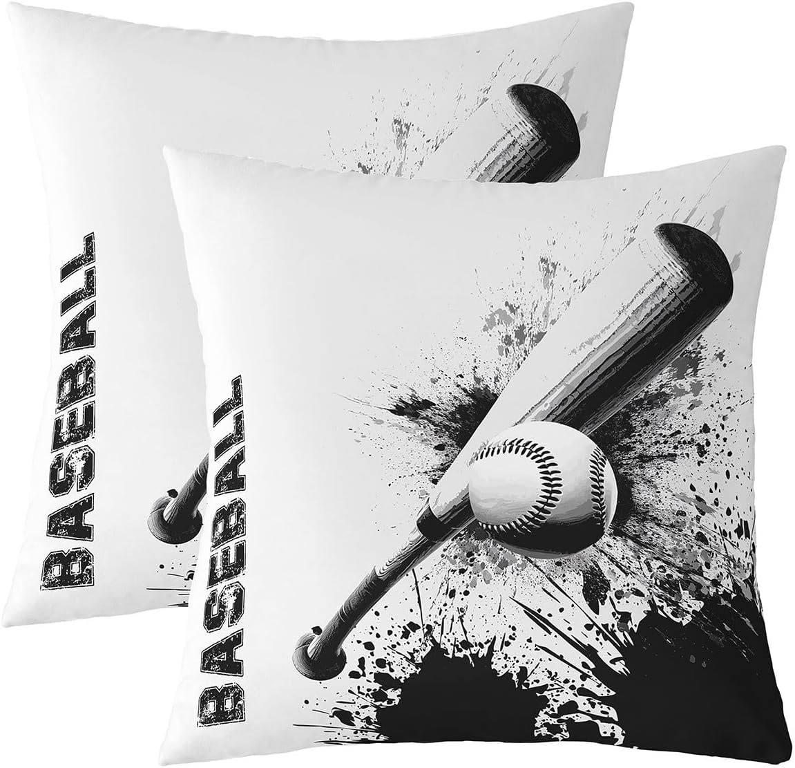jejeloiu Baseball Throw Pillow Covers Set of 2 Sports Game Cushion Covers Baseball Gaming Pillow Case for Couch Sofa Hippie Graffiti Style Cushion Case Kids Boys Girls Bedroom Decor 16 x 16-Inch