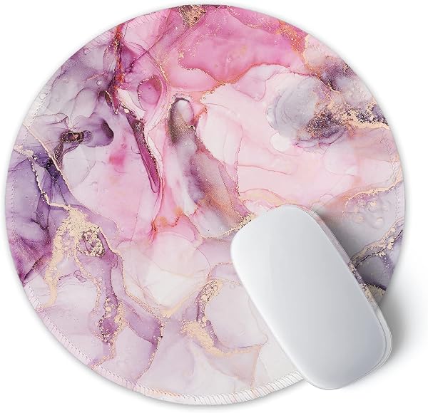 ITNRSIIET Tappetino per Mouse con Base in Gomma Antiscivolo, Bordi cuciti resistenti, Scorrimento Facile, Resistente agli Schizzi, Pratica e Facile da Pulire,Marmo astratto rosa - 2