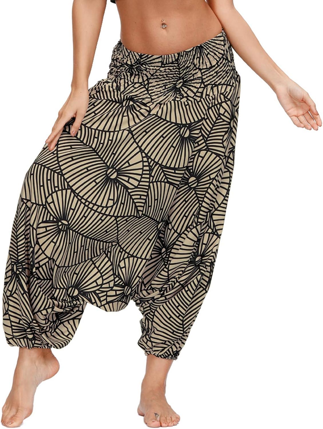 PIZOFF Yoga Harem Pants Women's High Waist Baggy Hippie Boho Aladdin Pants