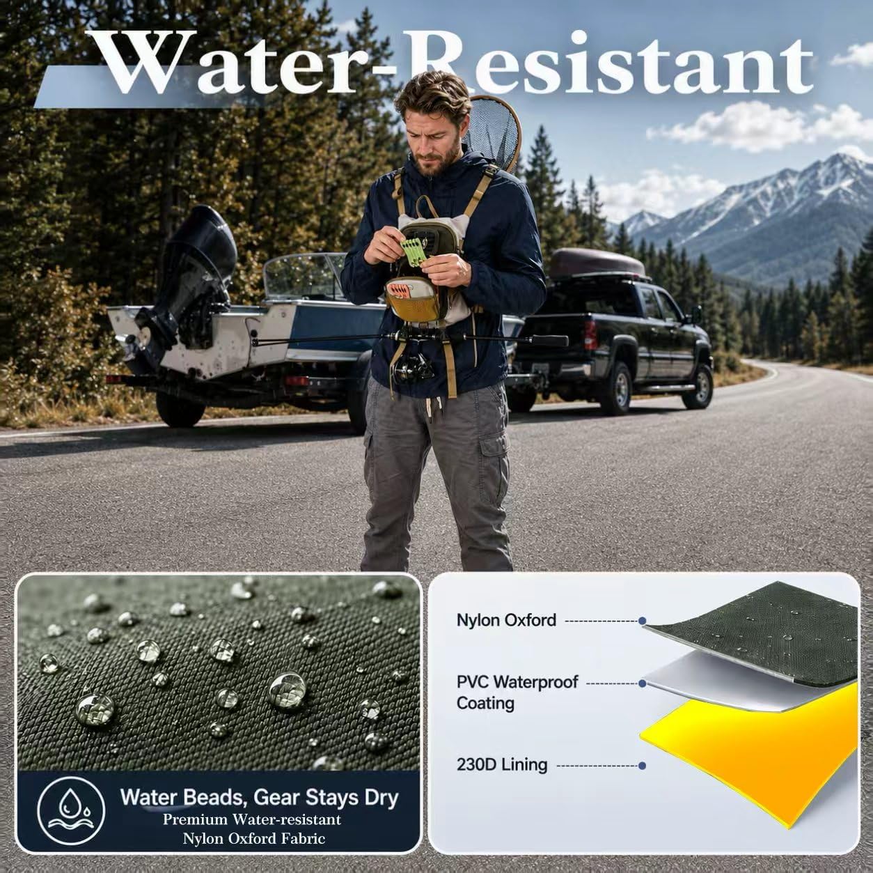 Fly Fishing Chest Pack-Lightweight Water-Resistant Wading Vest with Quick-Release Workstation, Dual Fly Drying Patches & Silent Net Carry. Holds 2 Large Fly Boxes. Adjustable Fit