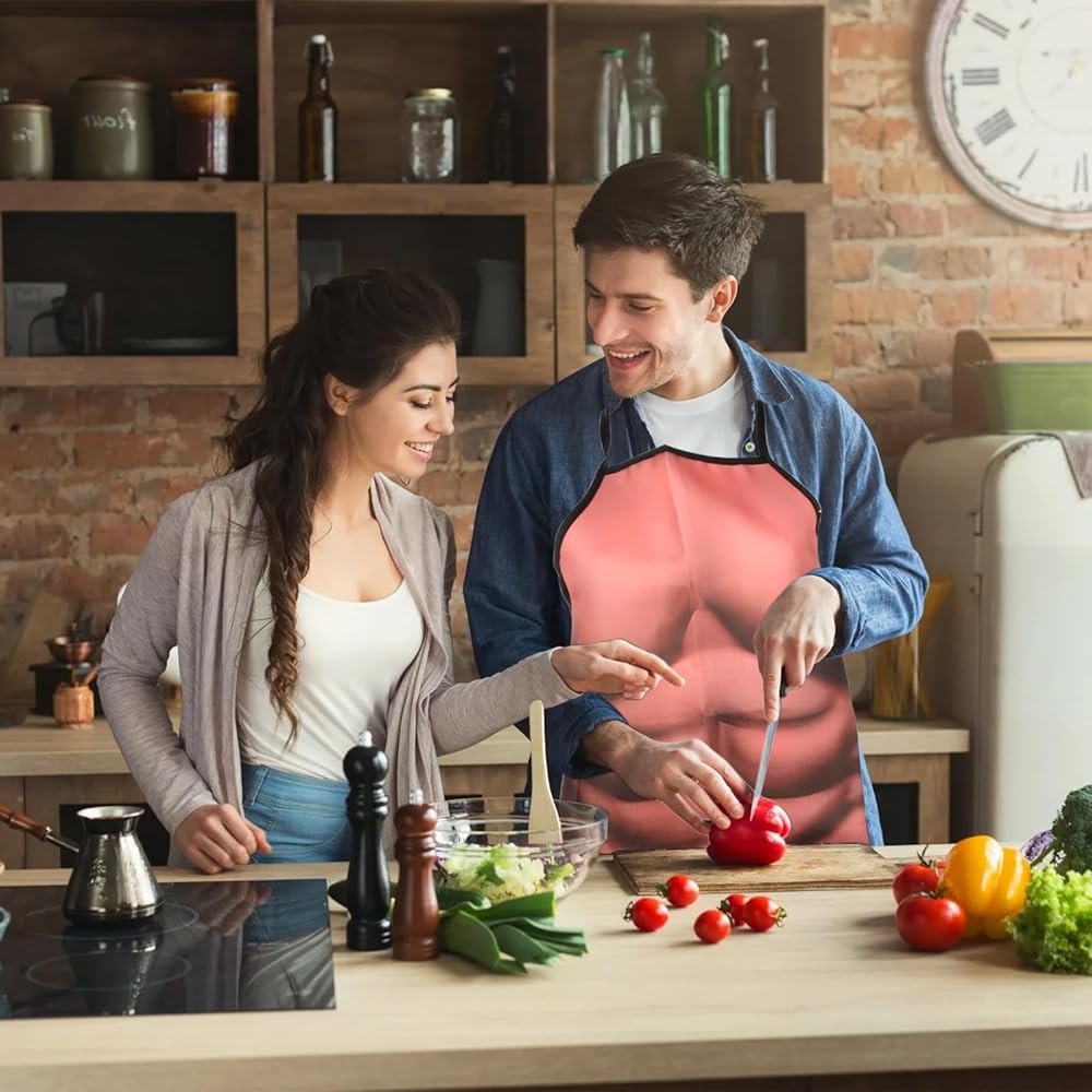 Delantal De Cocina Divertido Impermeable - Diseño Musculoso, 60x80 Cm, Para Barbacoa, Fiestas O Disfraces