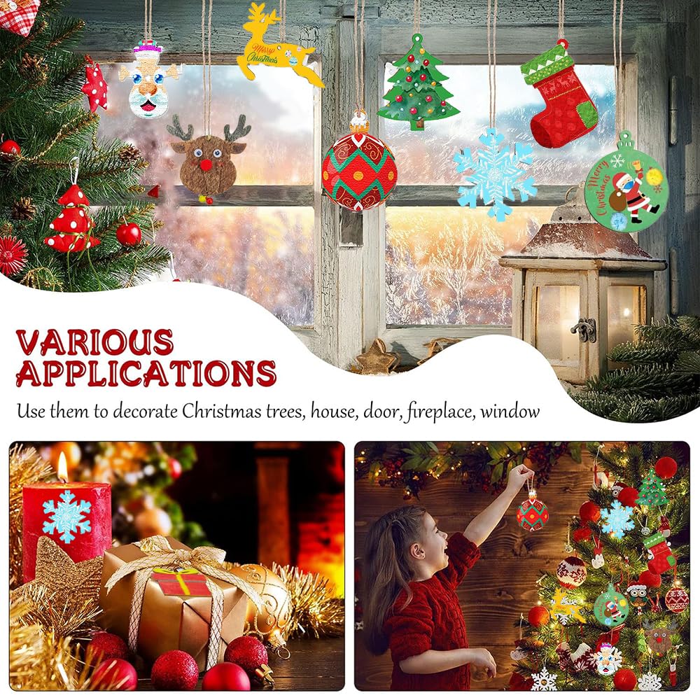 Octonyluck Houten hanger om te beschilderen, Kerstmis, knutselset voor kinderen, doe-het-zelf knutselen, Kerstmis, kerstboomdecoratie, hout, kerstboomhanger, hout, kerstdecoratie