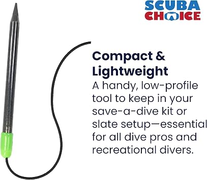 Scuba Choice Graphite Pencil for Dive Slate with Cap & Bungee Durable Replacement for Underwater Writing, Scuba Diving, Snorkeling, Freediving, Spearfishing, 3-4/3 Pencil