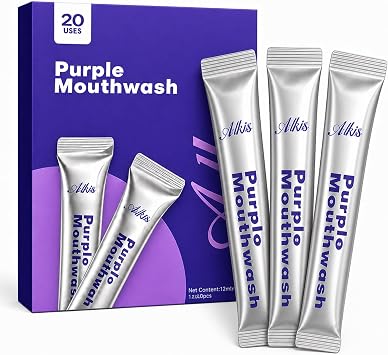 Purple Mouthwash Sachets, Color Correcting Rinse, 20 Count