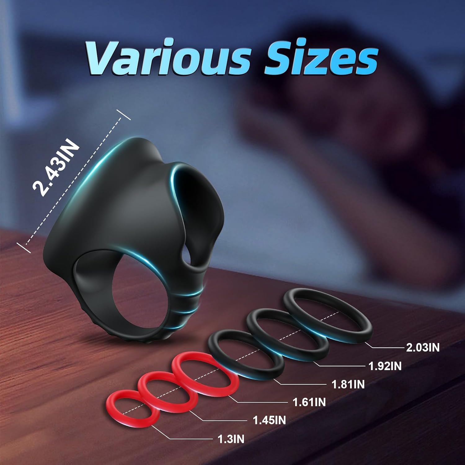 Sex Toys Penis Ring Silicone Cock Rings for Men, 6 Sizes Cockring Cock Sexual Stimulation Device Couples Sex Toys Stretchy Cock and Ball Ring Anillos para Pene (Mid)