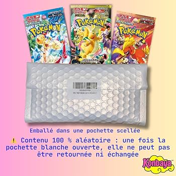 Lot De 3 Boosters Pokémon Japonais Aléatoires – Sous Blister, 5 Cartes Min. Par Paquet – Pour Collectionneurs
