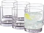 12 oz Drinking Glass Sets, Set of 6 Plastic Cups Unbreakable Drinkware Glasses Set Tumblers & Water Glasses Acrylic Clear Drinking Glasses, BPA-Free Beer Glasses for Home & Outdoors, Dishwasher Safe