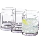 12 oz Drinking Glass Sets, Set of 6 Plastic Cups Unbreakable Drinkware Glasses Set Tumblers & Water Glasses Acrylic Clear Drinking Glasses, BPA-Free Beer Glasses for Home & Outdoors, Dishwasher Safe