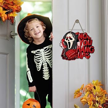Bolisom Halloween Horror Grim Reaper Front Door Sign, Humor Ghost
