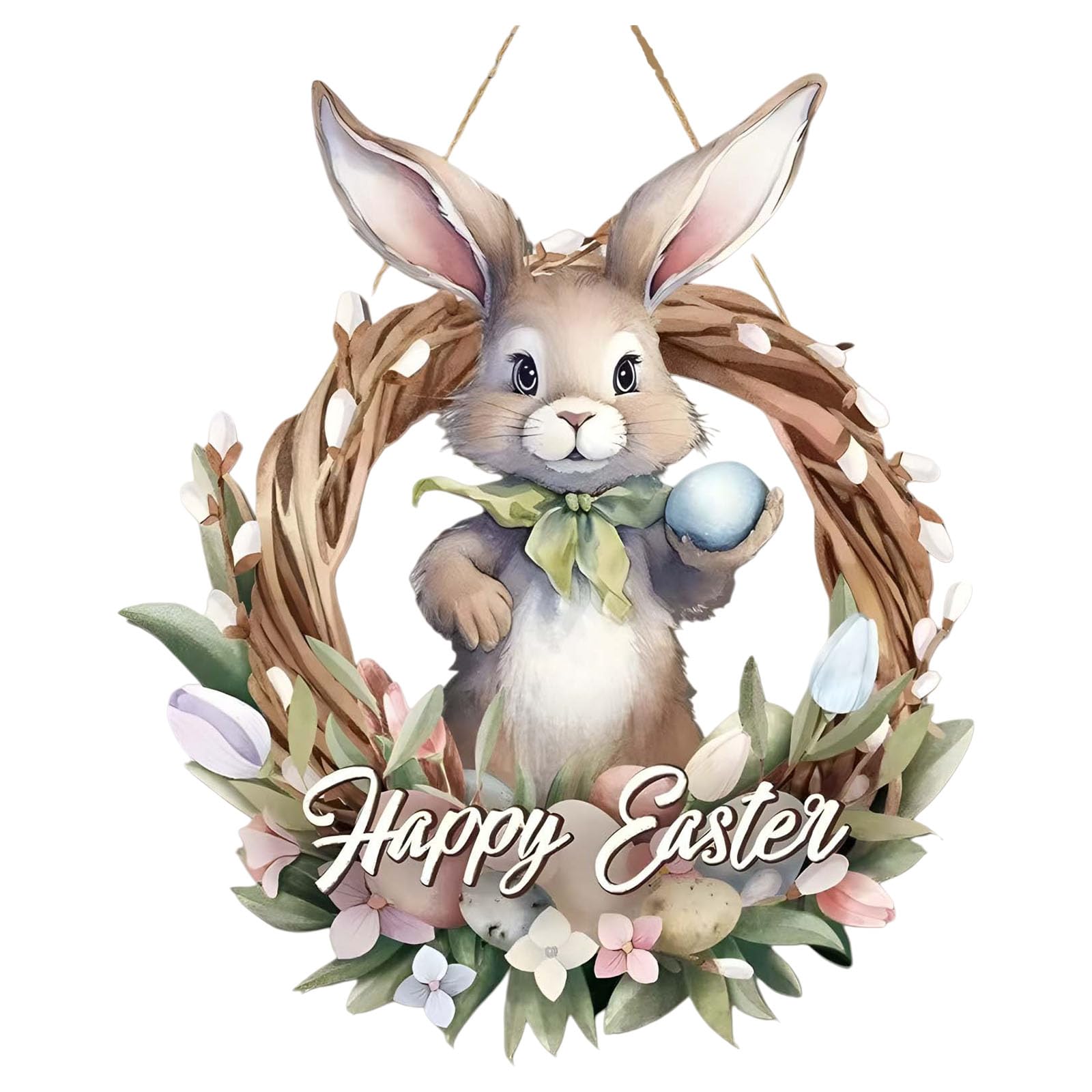 NEWFT User Friendly Wood Easter Decoration Rabbits Plaques Suitable For Sustainable Aware Households And Holiday Celebrations