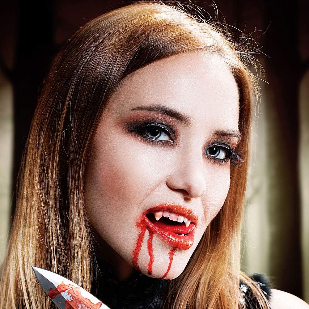 TUPARKA 6 Pairs Vampire Teeth Vampire Fangs with Adhesive Cosplay Props Fangs Cosplay Costume Prop for Horror Party Decoration Halloween Party Favors