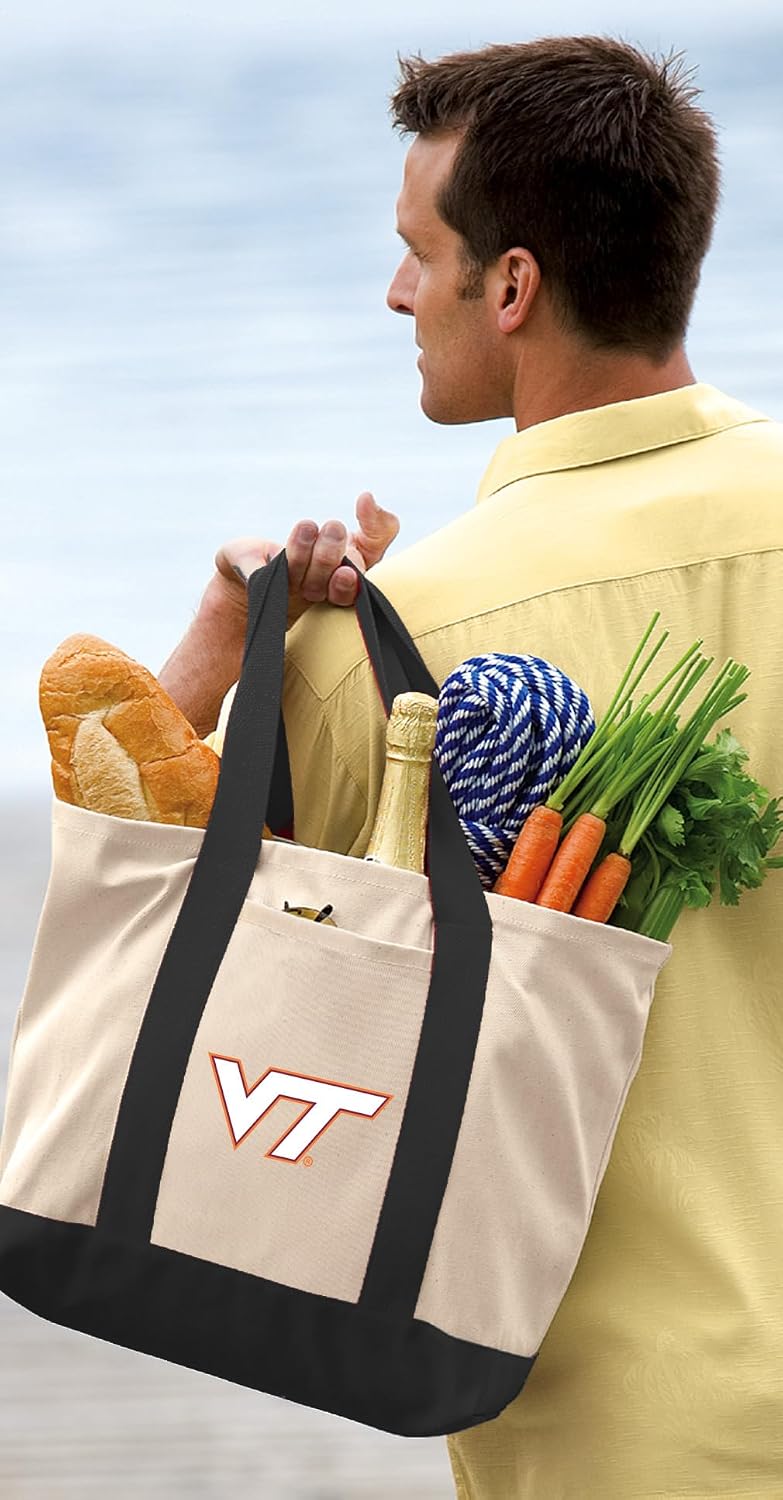 Broad Bay Virginia Tech Tote Bag or OFFICIAL Canvas Virginia Tech Hokies Totes