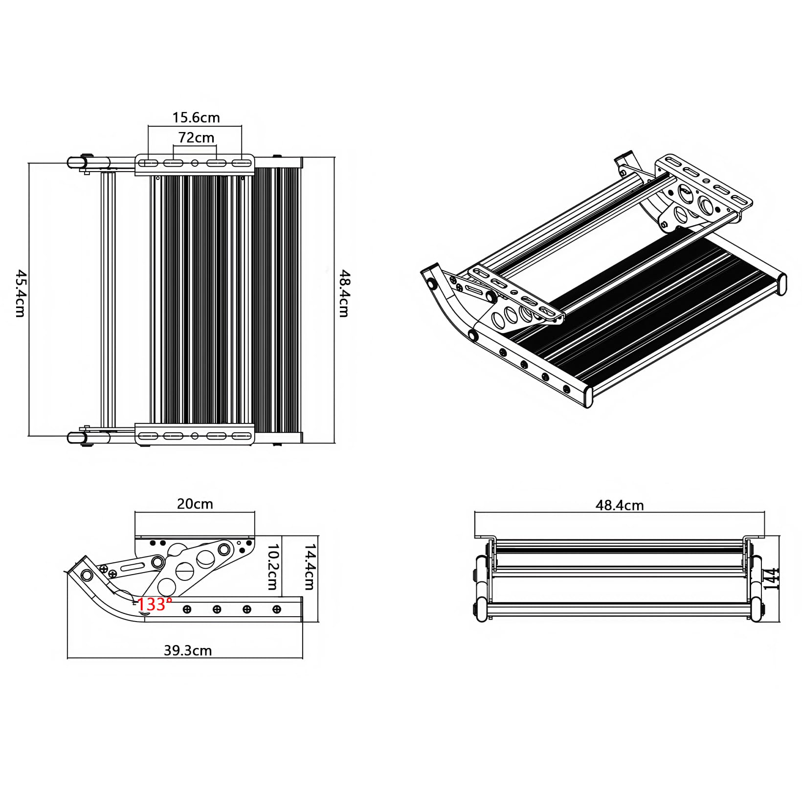 Escalera Manual para Autocaravana, Plegable, con Alfombrilla Antideslizante, peldaño de una Sola Capa, para Autocaravana, Caravana, Remolque de Viaje, Carga máxima de 200 kg