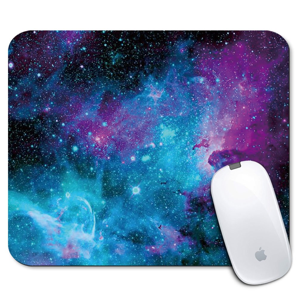 Personalized Rectangle Mouse Pad- Printed Purple Galaxy Sky Pattern Non-Slip Rubber Comfortable Customized Computer Mouse Pad (9.45x7.87inch)