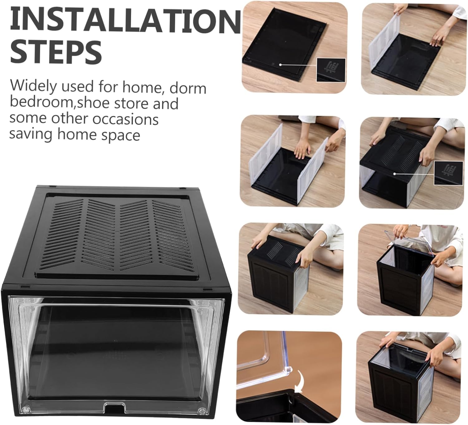 2pcs Thickened for Home Storage Stackable Shoe Organizer Lid Container for Sneakers Boots