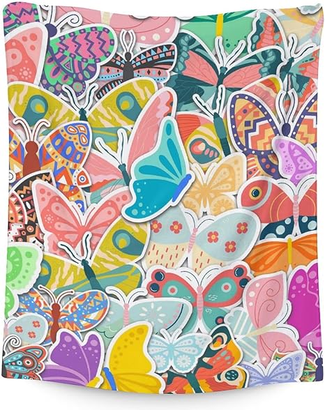 Butterfly Blanket Gifts - 40"x50" Cute Throw for Women, Girls - Colorful Soft Fuzzy Blankets for Couch & Sofa