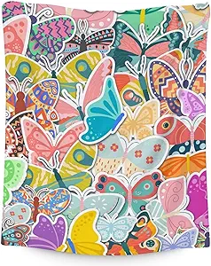 Butterfly Blanket Gifts - 40"x50" Cute Throw for Women, Girls - Colorful Soft Fuzzy Blankets for Couch & Sofa