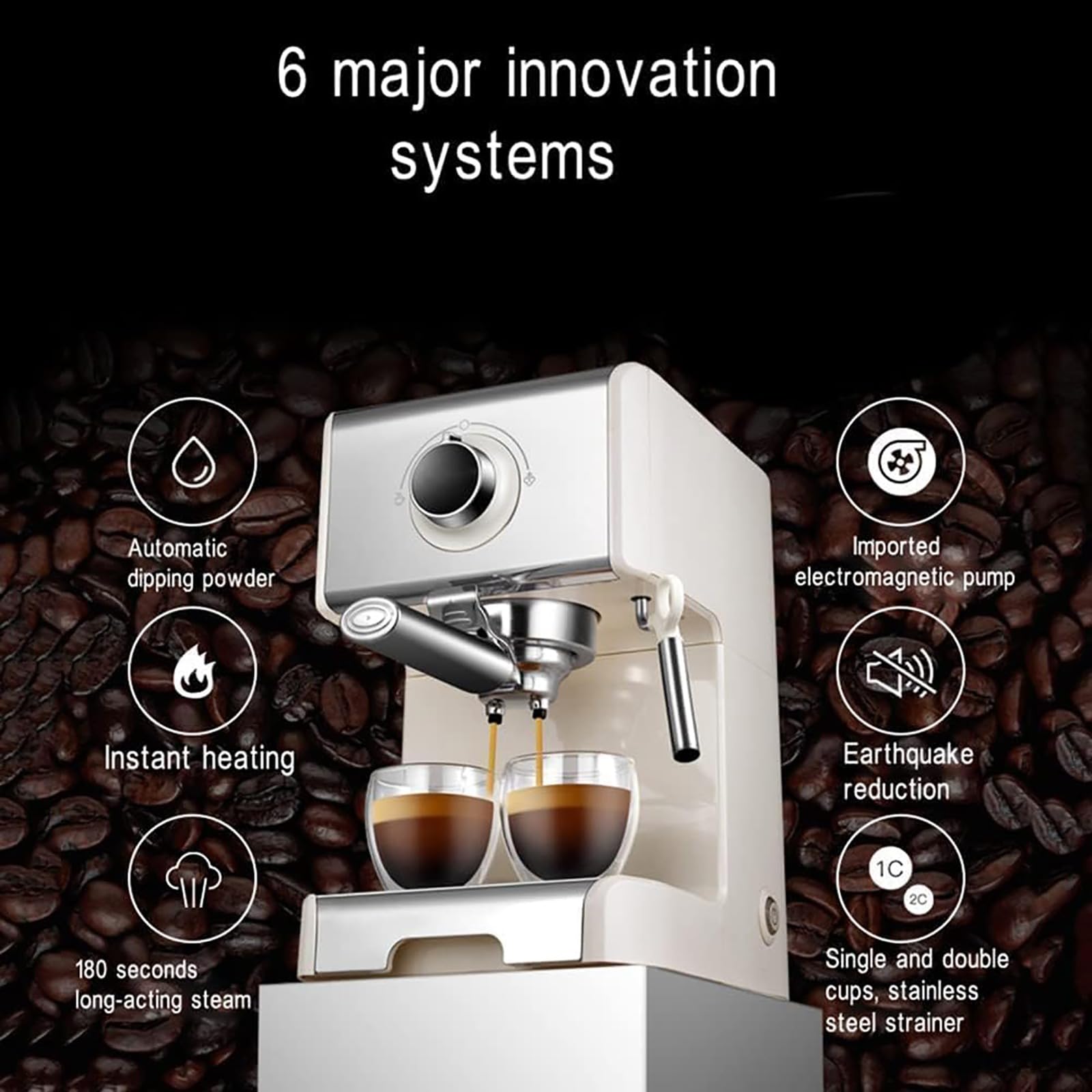 Máquina automática de espumado de agua hirviendo a vapor de 220 V, máquina de espresso con bomba de 20 bares, tanque de agua de 1,2 L y vaporizador de leche, para capuchino y café con leche