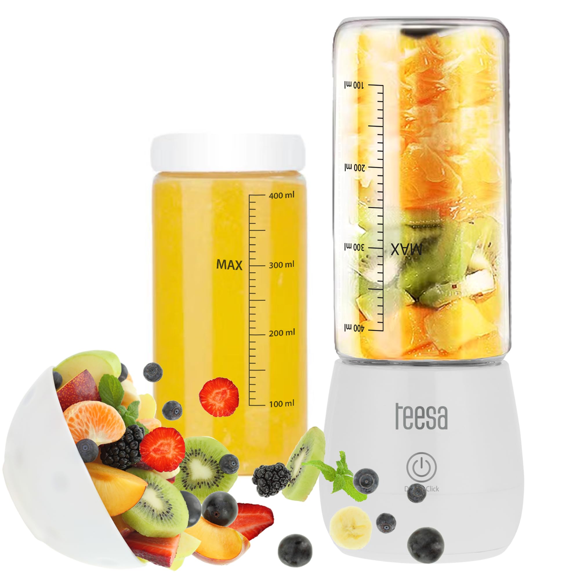 Teesa TSA3543 Blender Sans Fil Tasse En Verre 450ml Puissance 100W 6 Lames En Acier Inoxydable