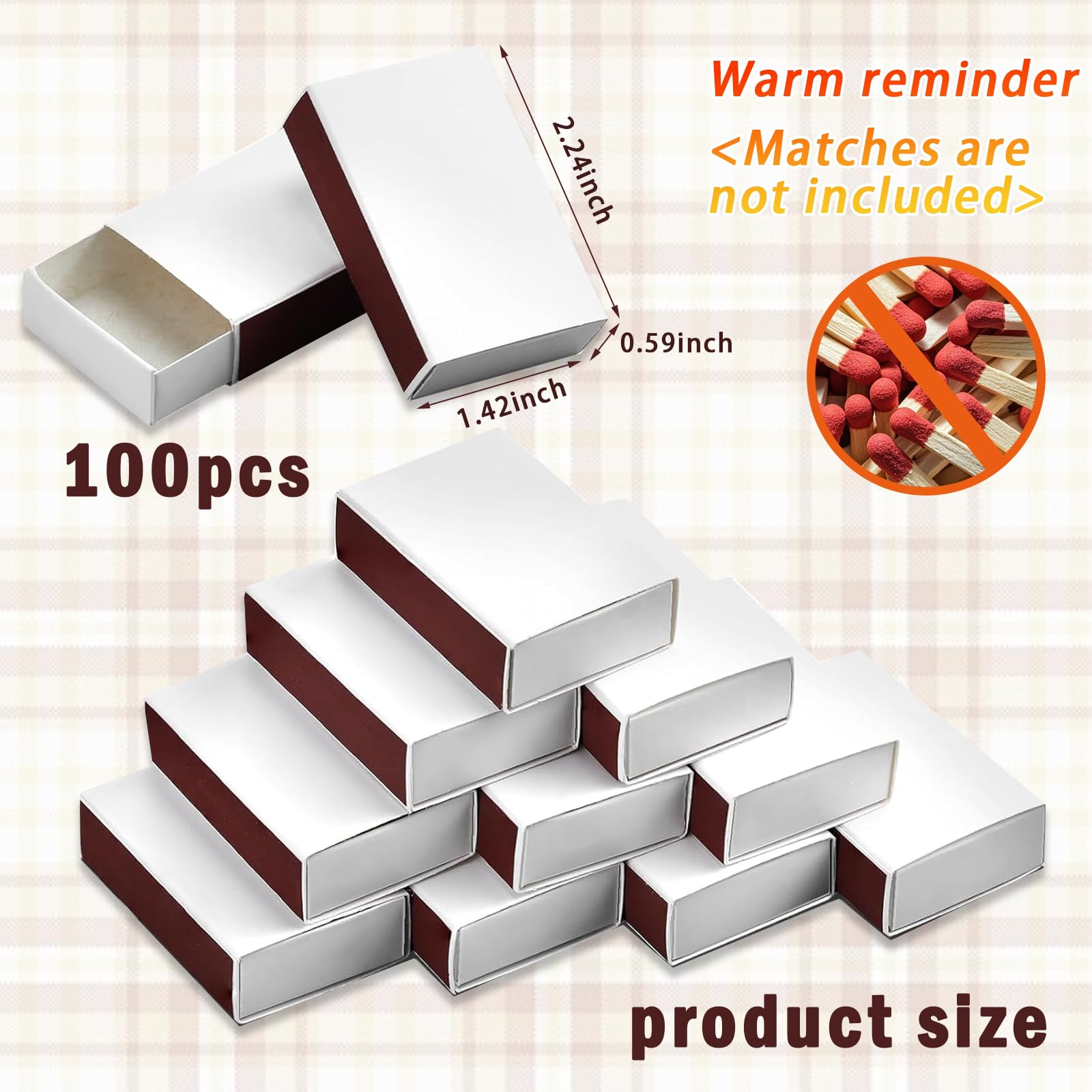 100 scatole vuote per fiammiferi (senza fiammiferi) 5,72 x 3,61 x 1,5 cm Scatole per fiammiferi bianche in bianco, contenitori di stoccaggio fai-da-te con doppio lato per matrimoni, baby shower