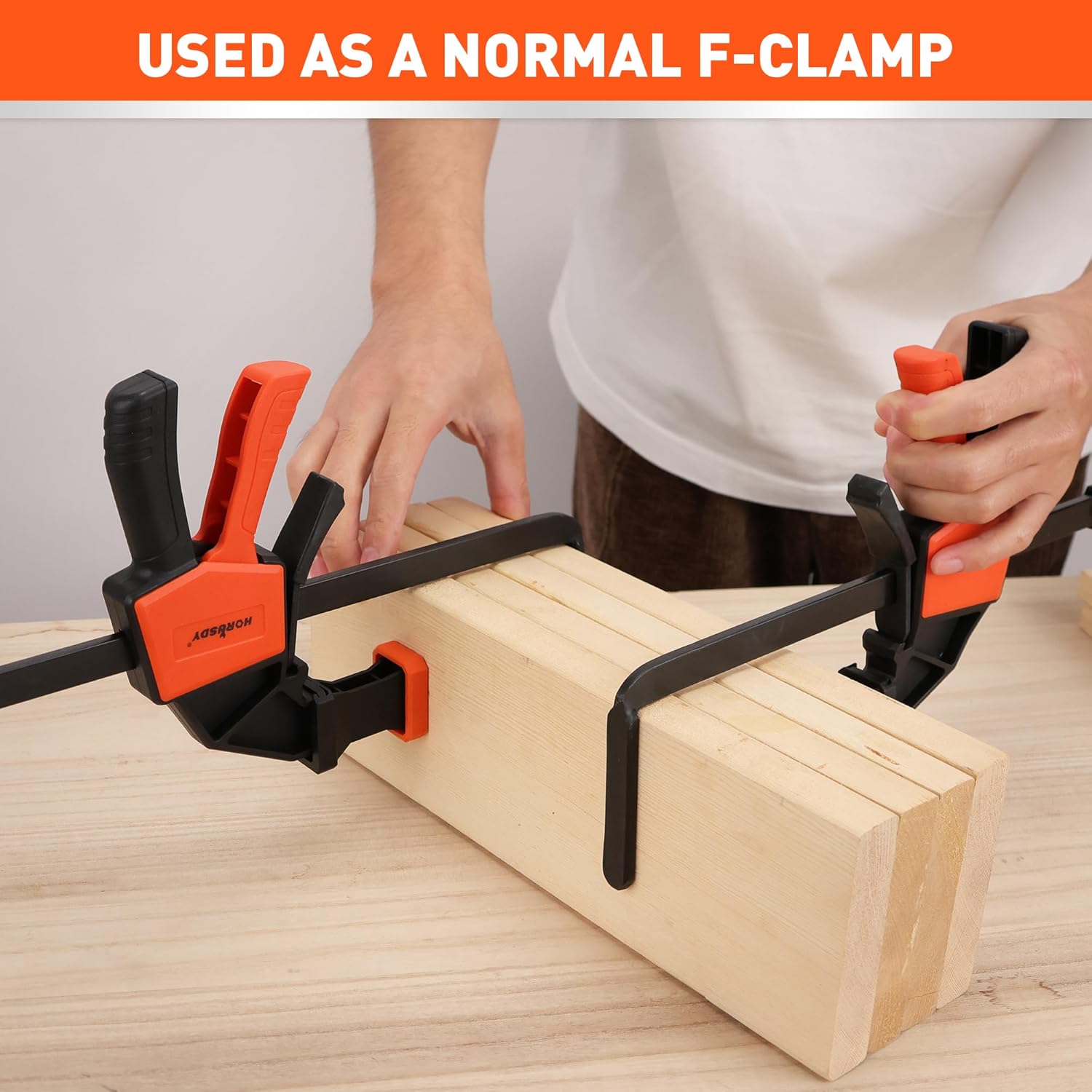 HORUSDY 2 Pieces Strong Hold Track Saw Clamps 6-Inch, Quick Release Track Saw Guide Rail Clamp for Woodworking, Circular Saw Guide Rail System, Durable with 150 LBS Load Limit & Easy Operation