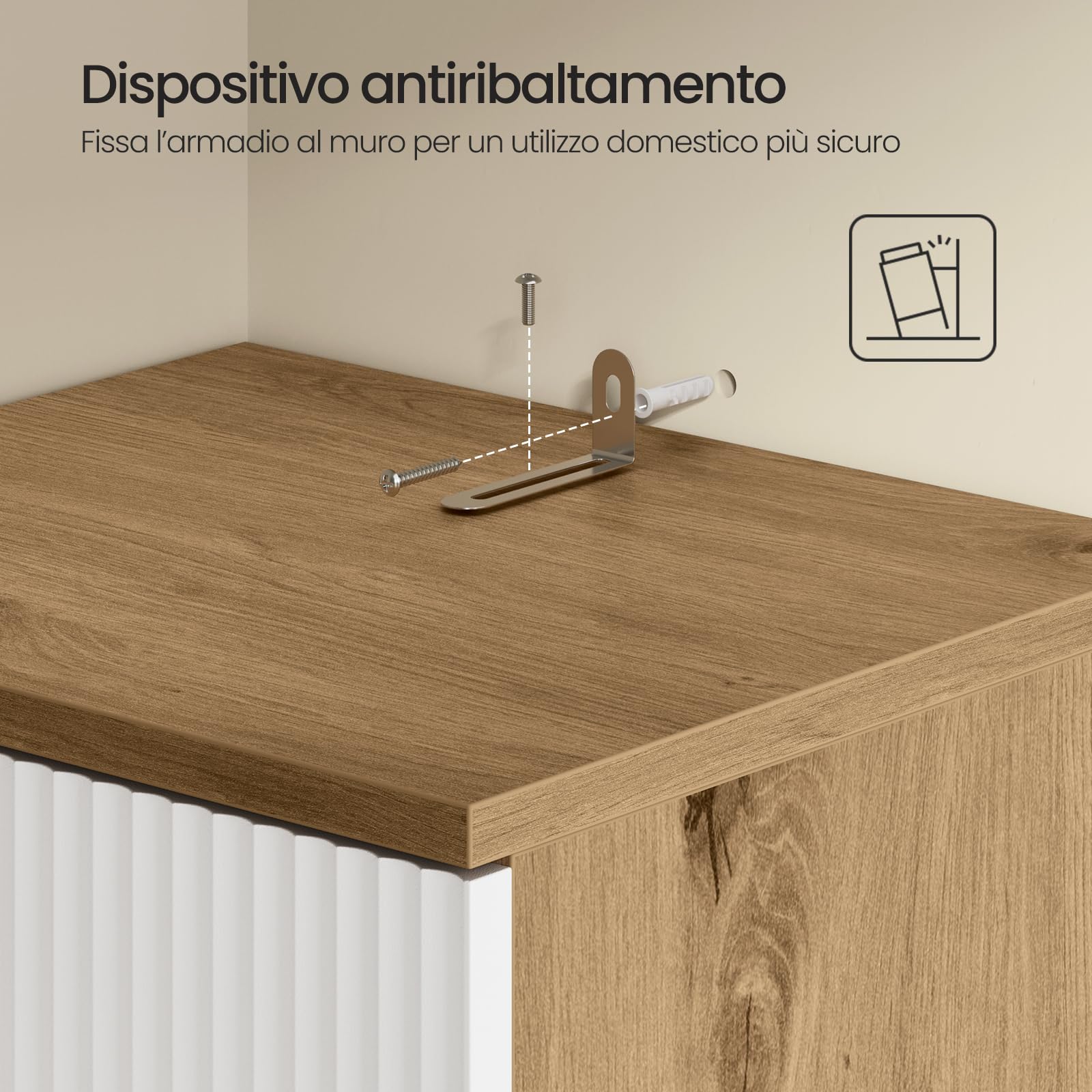 EUGAD Colonna Bagno 2 Ante Cassetto Ripiani Regolabili 35x30x176.5cm Bianco+Rovere