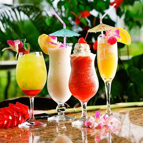 Miniatura 5 de ALINK 100 popotes de paraguas para bebidas, pajitas de plástico para cóctel, pajitas tropicales para fiestas hawaianascumpleañosdecoración de fiesta