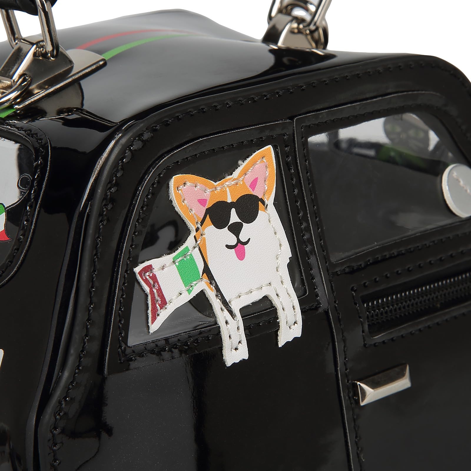 Greabuy 2 bolsas ergonómicas inspiradas en el coche, bolso de mano de piel sintética con asa extraíble y múltiples bolsillos en forma de coche
