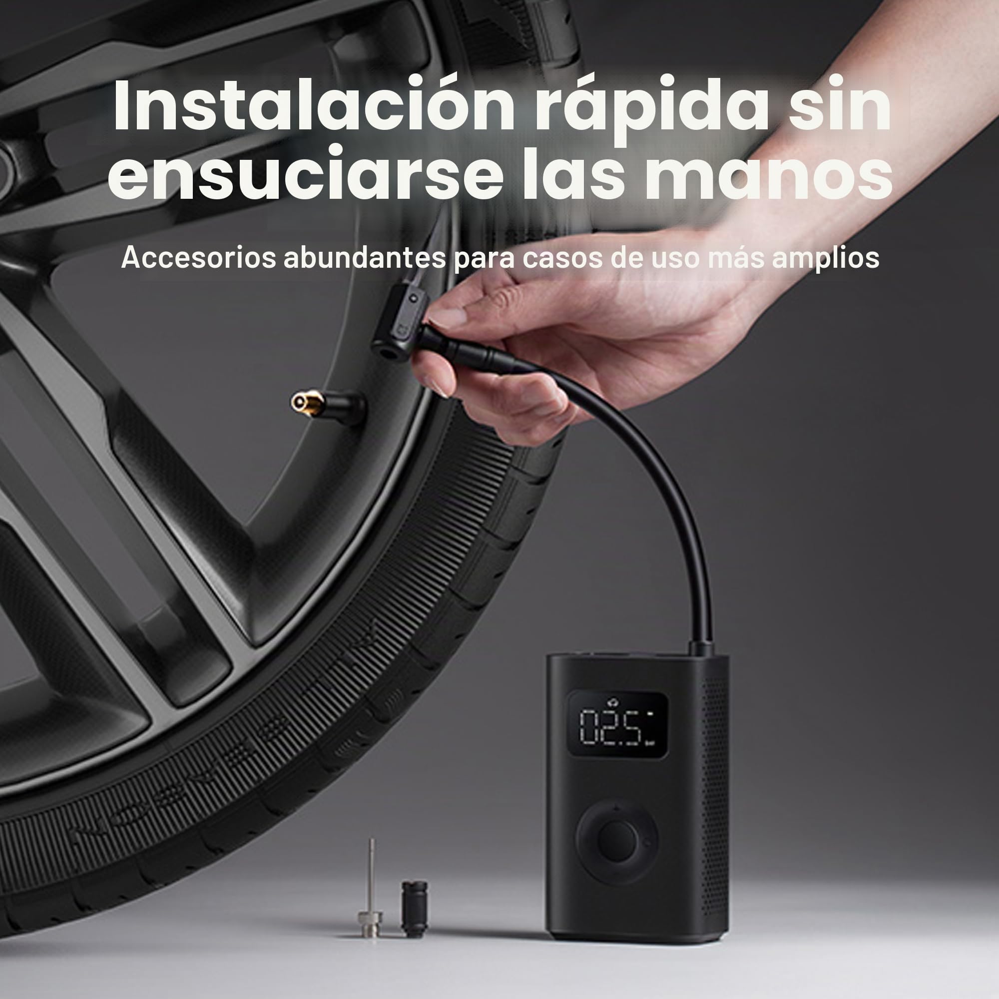 Xiaomi Compresor de aire eléctrico portátil, inflador de neumáticos de 150 PSI para coche, scooter, neumáticos de bicicleta y bolas, inalámbrico con detección de presión digital