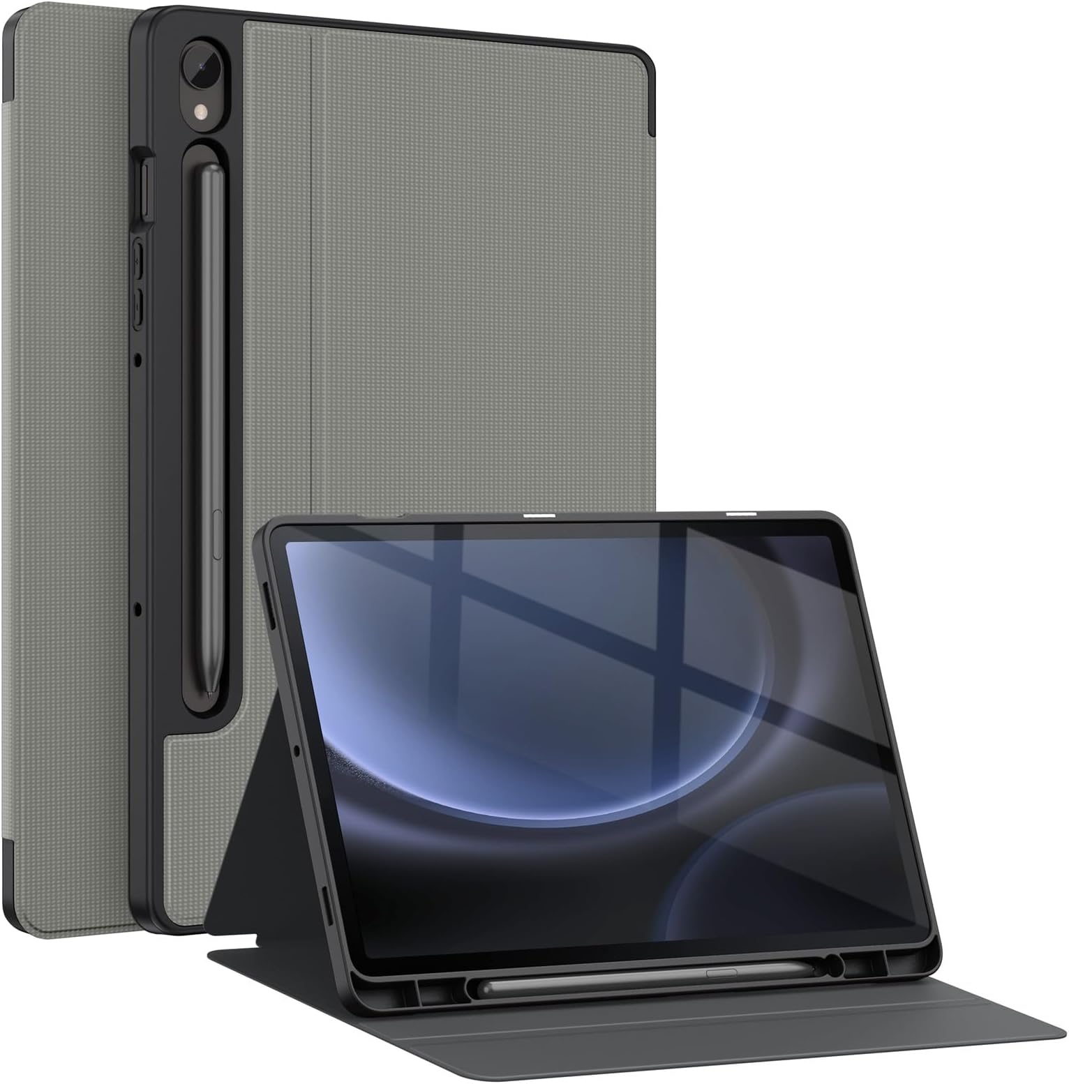 Soke Case for Samsung Galaxy Tab S9 FE 5G 2023 - Shockproof Stand Folio Case,Multi-Viewing Angles,Soft TPU Back Cover for Galaxy Tab S9 FE 10.9 inch Tablet,Light Gray