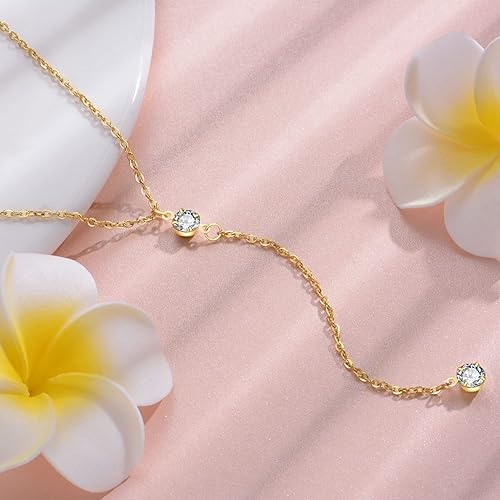 Miniatura 8 de Handmade Lariat Necklace for Women 18K Gold Plated Dainty Drop Y Chain Necklace Jewelry for Women Girl Gifts with Simulated Diamond16 to 18