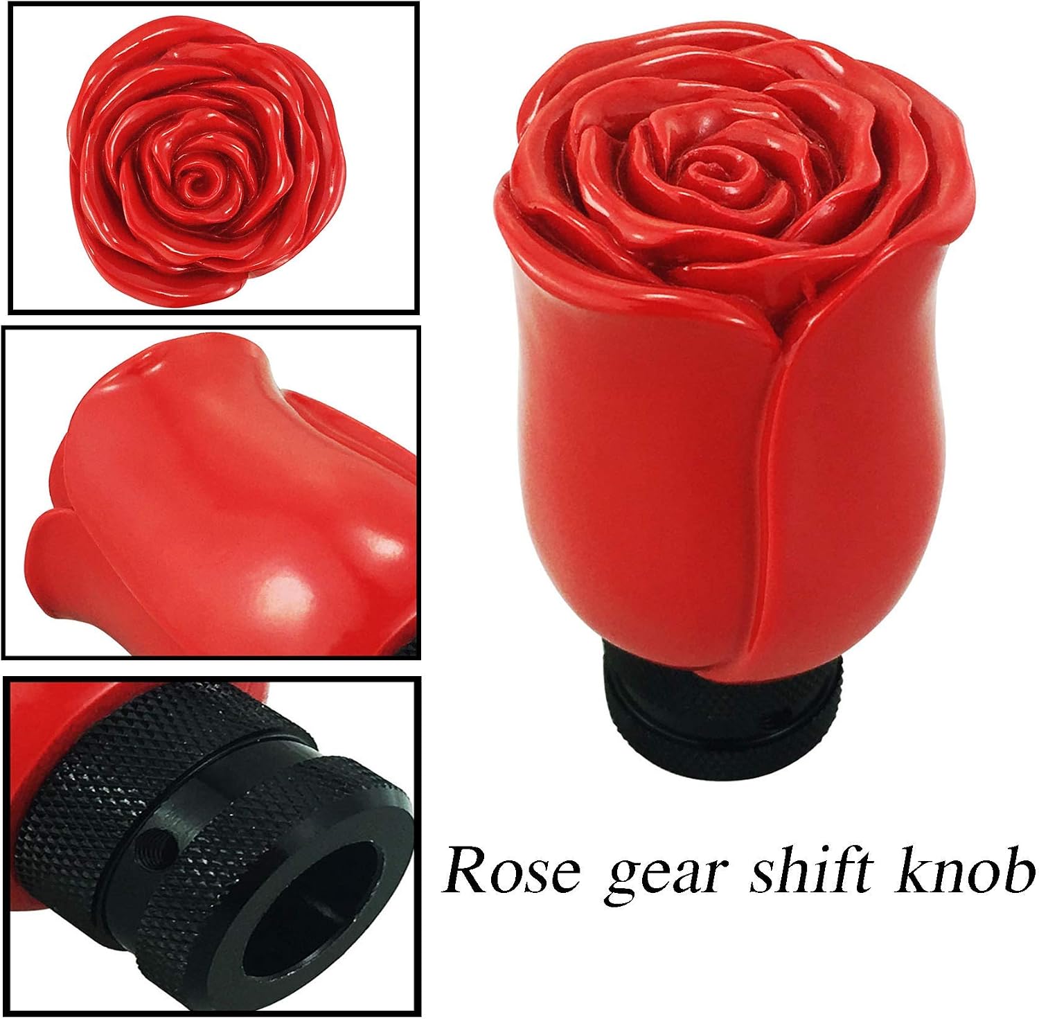 Abfer Skull Shift Knob Bundle Rose Gear Shifter, Grip Shifter Handle Knob Stick Lever Head Replacement for Most Automatic Manual Truck Motor Vehicle image 3