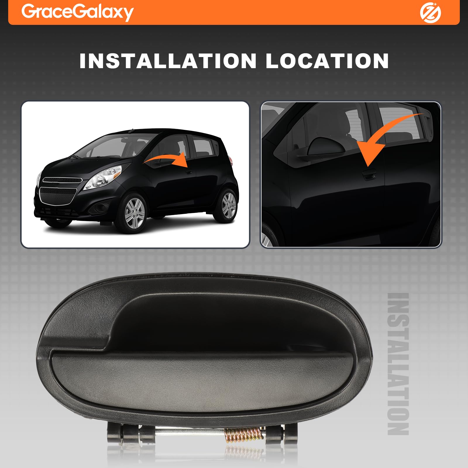 GRACEGALAXY Maniglia della Porta Esterna dell'automobile per Matiz 2006-2009, Spark 2006-2009 Anteriore e Posteriore 96601472, 96601473, 96601474, 96601475