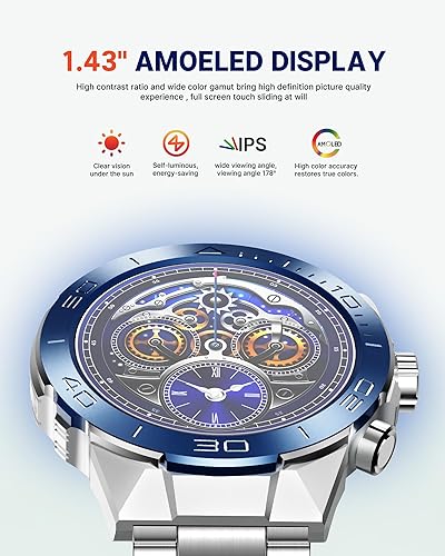 Miniatura 4 de SOUYIE Reloj inteligente para hombre, pantalla AMOLED de 1.43 pulgadas con monitor saludable de 24 horas, más de 100 modos deportivos, reloj de