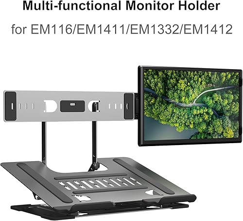 Miniatura 3 de Monitor Stand for Desk, Adjustable Metal Display Holder T2401, Foldable Monitor Arm with Laptop Tray Compatibility, Portable Dual Setup Support for