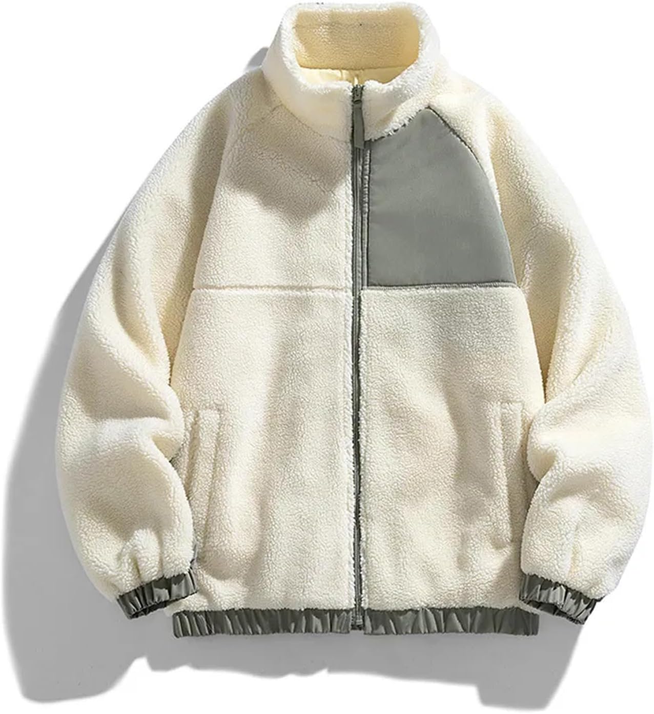 Men’s Quilted Cotton Fleece Jacket Lamb Velvet Hooded Coat Spring Autumn Daily Outerwear