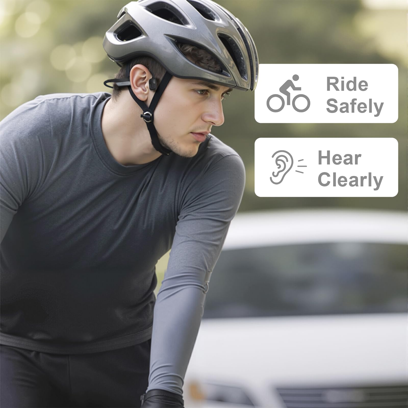 Auriculares deportivos Bluetooth de oreja abierta, color gris, auriculares inalámbricos de conducción ósea