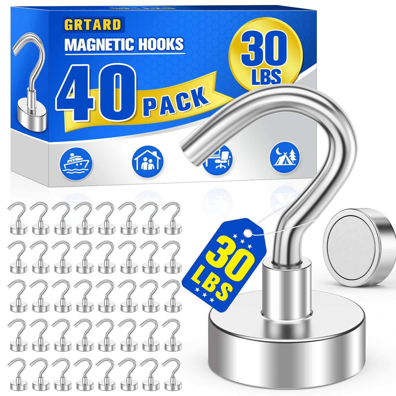 Heavy Duty Magnetic Hooks - 20 Pack -22 Heavy Duty Magnetic Hooks - 20 Pack -22