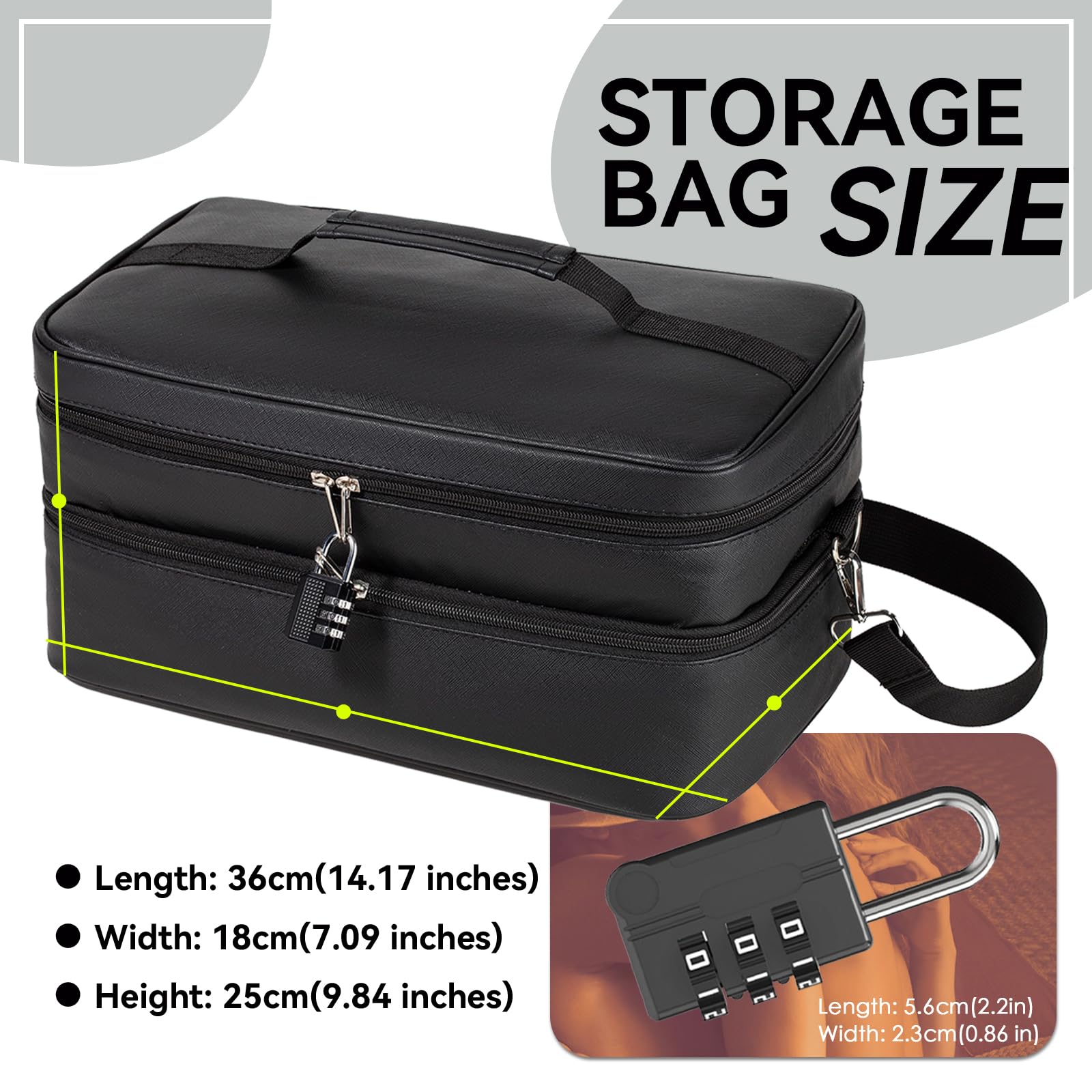 Bolsa de almacenamiento con cierre para juguetes sexuales – Caja organizadora de doble capa con 2 cerraduras de combinación, almacenamiento discreto para vibradores, lubricantes y accesorios