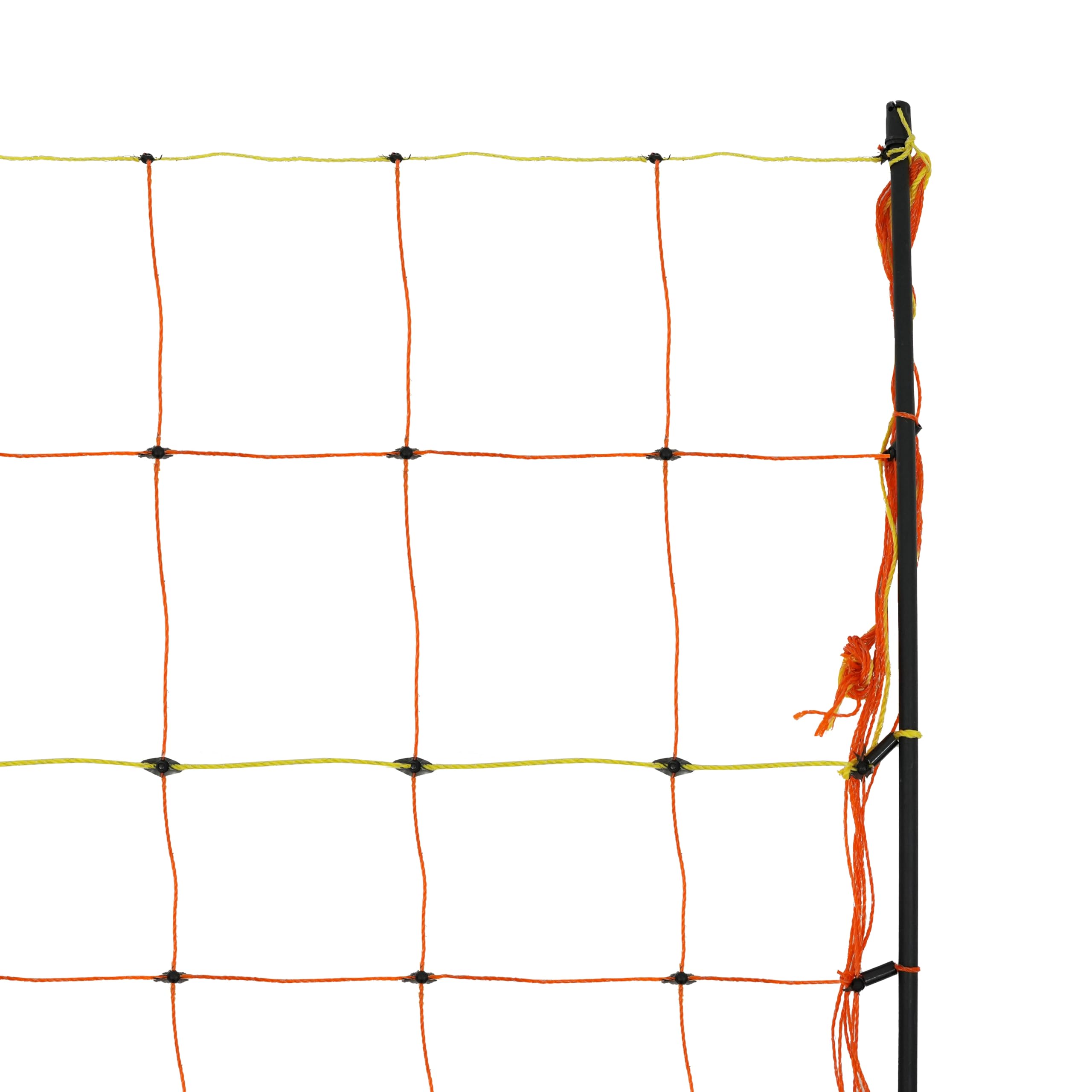 Malla Eléctrica para Aves de Corral 50m Conductora | 1.2m de Altura | Polietileno con Alambre de Acero Inoxidable | 14 Estacas Dobles + 10 Estacas de Tierra extra | Kit de Reparación INCLUÍDO