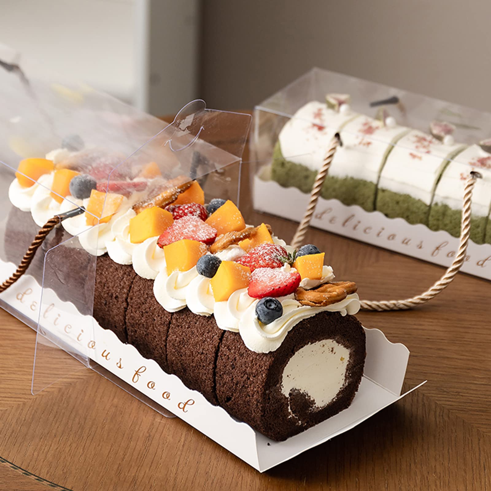 Thenshop 24 Scatole Per Cupcake Trasparenti Con Manico - 4 Scomparti, 29.5x7.8x7.8 Cm, Oro, Per Matrimoni E Feste - 2