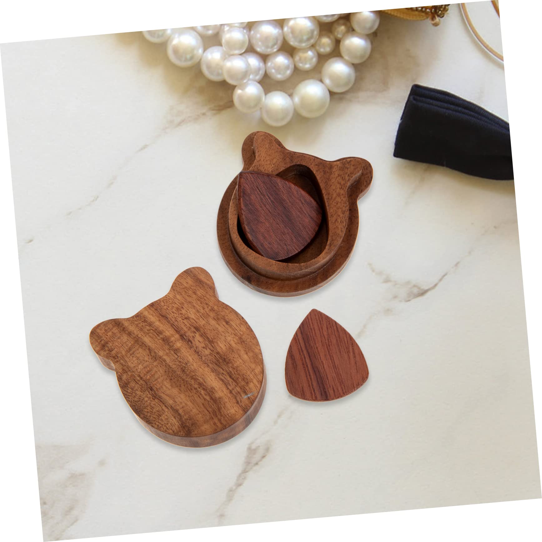 4sätze Holz-Gitarren-plektren Mit Praktischem Halter Langlebiges Plektrum-Set Mit Plektren Für Gitarre Und Bass Für Musiker Und Gitarristen