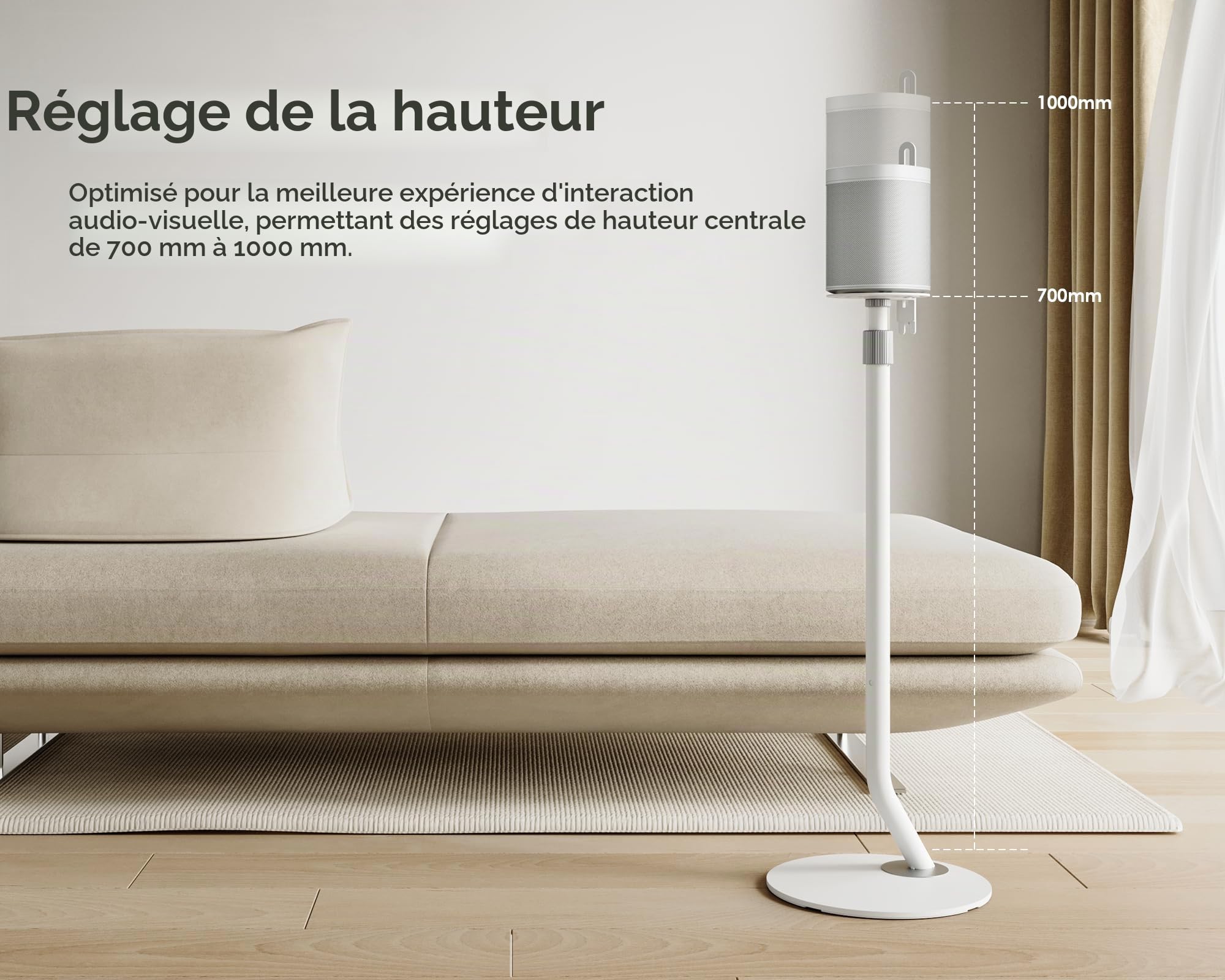 FITUEYES Pied Enceinte en Métal Support Enceinte Réglable en Hauteur Capacité de Charge 5 kg Série Master (2 Pièces)