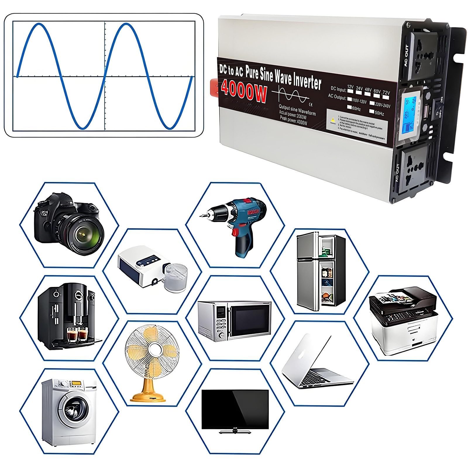 Falownik sinusoidalny 4000 W/5000 W/6000 W/8000 W 12Vto220V-8000W