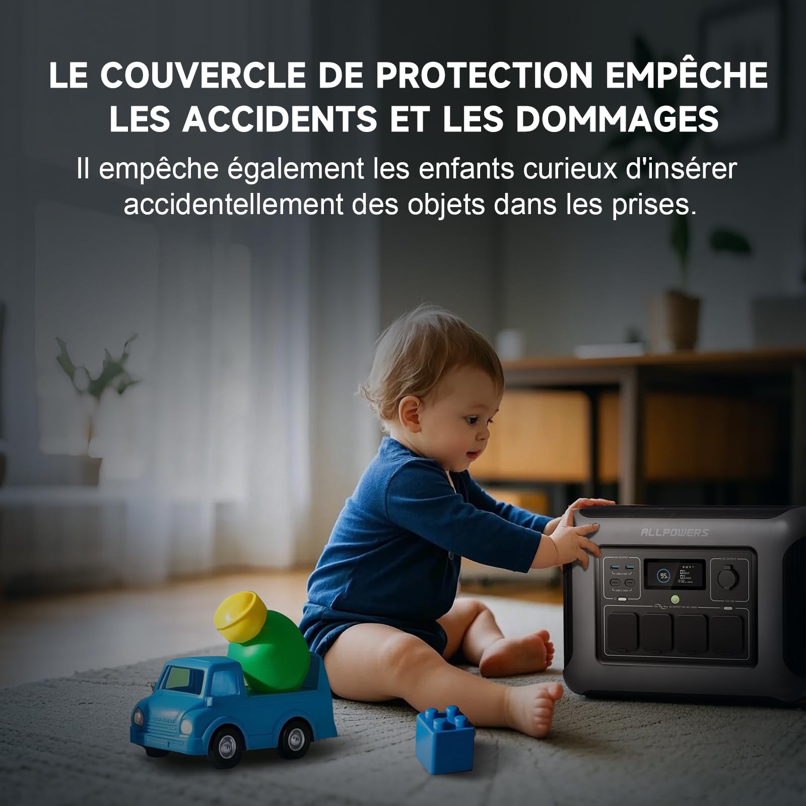 ALLPOWERS R1500 Station électrique portable 1152Wh, batterie LFP, charge rapide, 4 Sorties CA 1800W(3000W Pic), fonction UPS, générateur solaire pour alimentation de secours domestique, balcon,camping